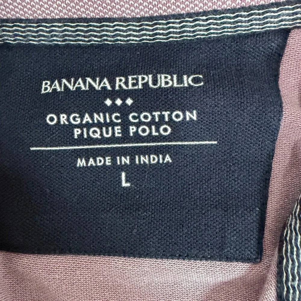 NWOT Banana Republic Pique Polo Mens Large Lilac Sea Organic Cotton Short Sleeve